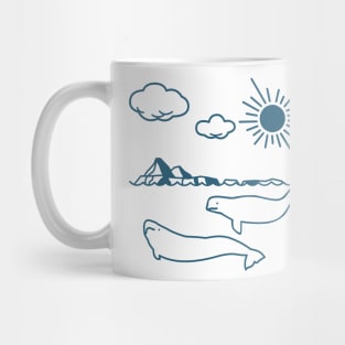 Beluga whale, Whale, Ocean, Sunset, Mammal, Sun Mug